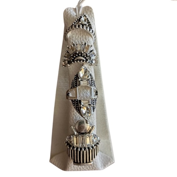 Free People Rhapsody Cubic Zerconia And Base Metal Boho Vibes 4 Pc Ring Set - Picture 1 of 12